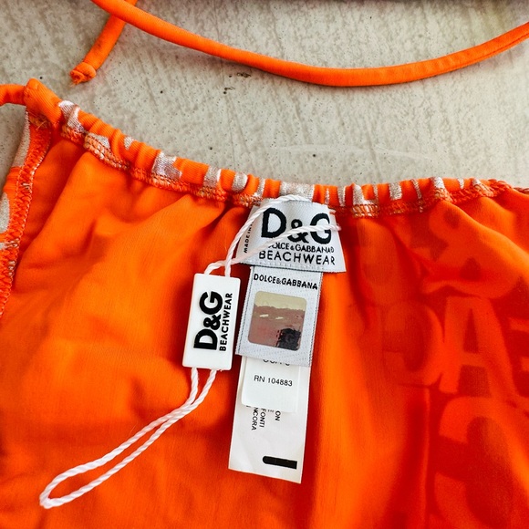 Dolce & Gabbana NWT Orange Silver metallic Monogram Logo string Bikini Y2K Small - Picture 4 of 16